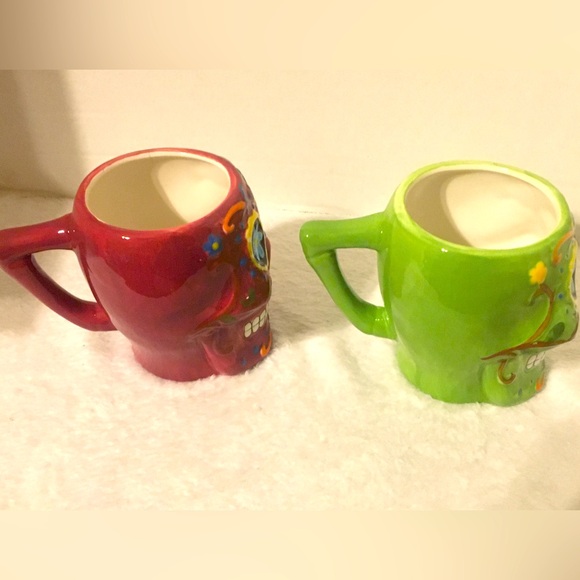 2 Sugar Skull Ceramic Mug / Day of The Dead Coffee Cup New Cocinaware - Picture 2 of 6